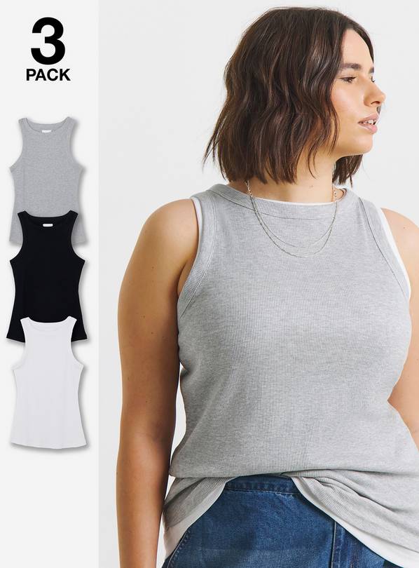 SIMPLY BE Pack Of 3 High Neck Tank Tops 16
